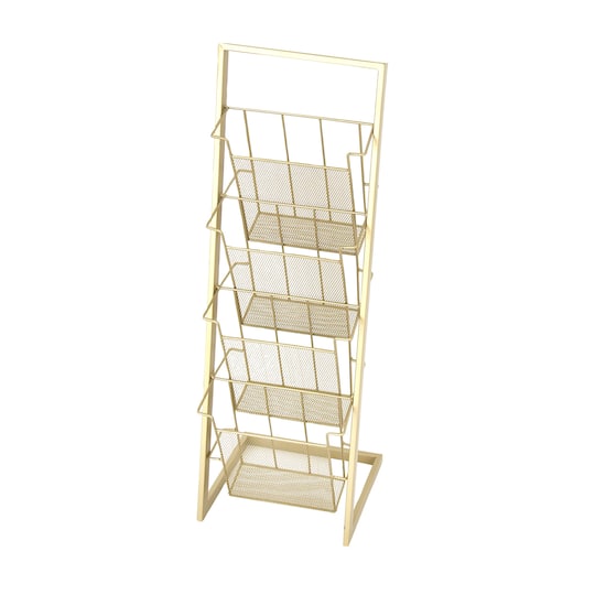 Gold Contemporary Tabletop Metal Magazine Rack